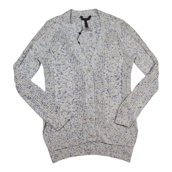 BCBG Maxazria Kiril Drop Needle Cardigan Chambray Womens Size Medium 100% Cotton - Picture 1 of 10